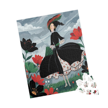 🌧️🌺 The Stormy Flower Walk Puzzle – Art Deco Floral Fashion
