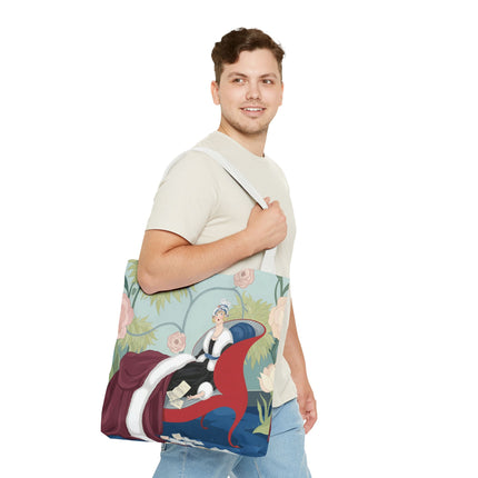 💌🌸 The Lady Of The Secret Letters Tote Bag – Art Deco Floral Elegance