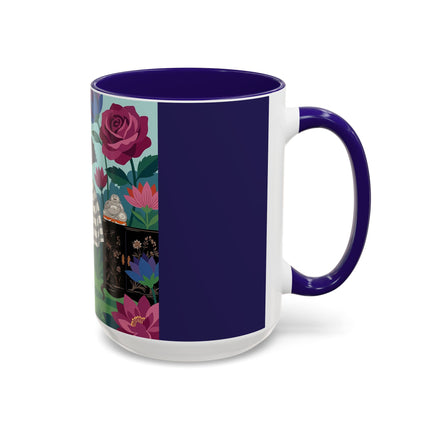 The Lady Of The Lotus Garden Colorful Mugs – Art Deco Botanical Elegance