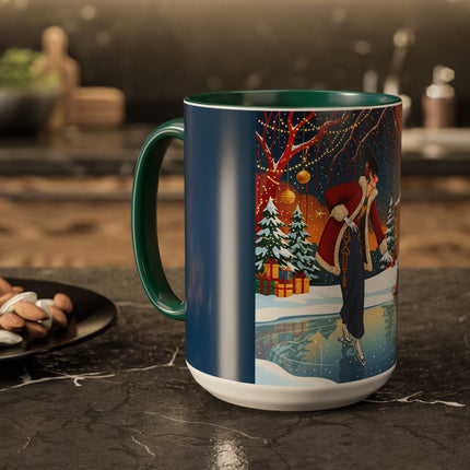 ⛸️🎄 The Christmas Skating Pavilion Colorful Mug – Art Deco Holiday Fantasy
