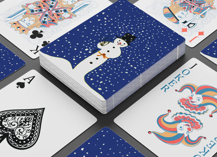 Snowman in Falling Snow Playing Cards