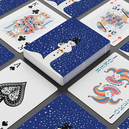 Snowman in Falling Snow Playing Cards