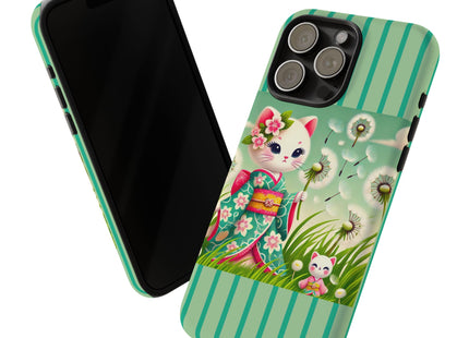 Geisha Kitten and the Dandelion Phone Cases