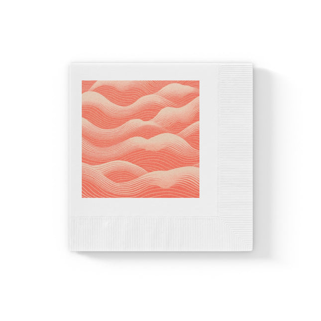 Hues of Orange and Beige Wave Pattern White Coined Napkins
