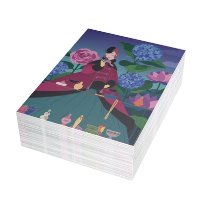 🌹💎 The Lady Of The Perfumed Garden Greeting Card – Art Deco Floral Elegance