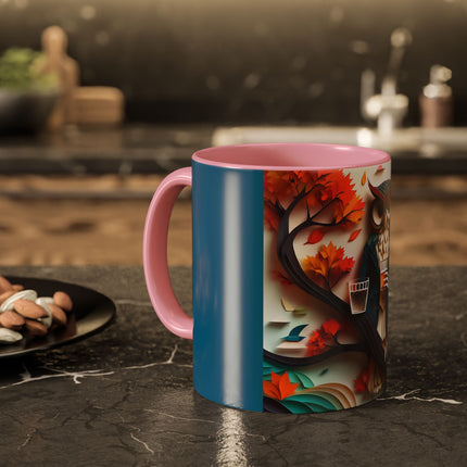 Owl at an Autumn Park Colorful Mugs (11oz, 15oz)