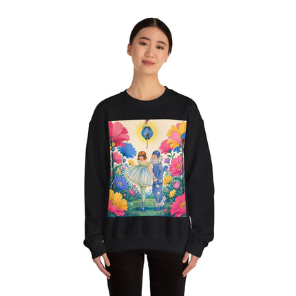 🌸🏮 The Lantern Garden Stroll Crewneck Sweatshirt – Art Deco Floral Whimsy