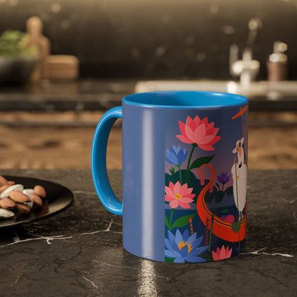 The Lady Of The Lotus Voyage Colorful Mugs – Art Deco Botanical Elegance