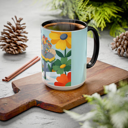 ❄️🌼 The Winter Flower Wanderer Colorful Mug – Colorful Art Deco Snow Fantasy