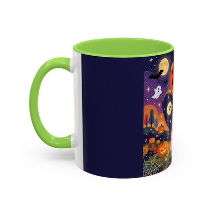 🎃🐈‍⬛ The Pumpkin Moon Embrace Colorful Mug – Whimsical Halloween Charm