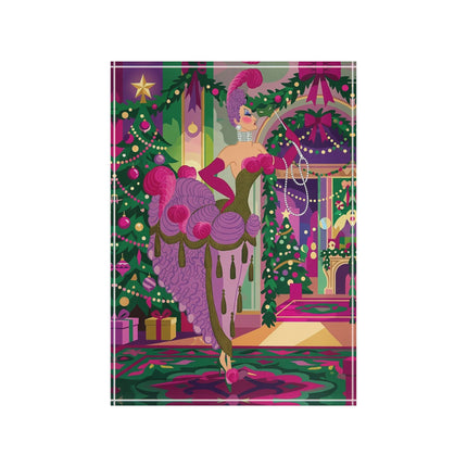 🎄👑 The Christmas Palace Masquerade Acrylic Art Block – Art Deco Holiday Fantasy
