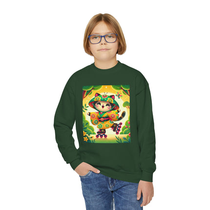 Firefly Dance on Wheels Youth Crewneck Sweatshirt – Motion, Magic & Playful Energy
