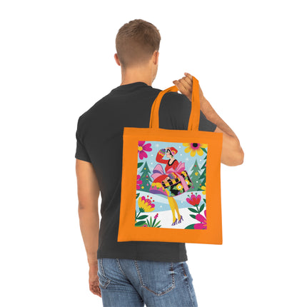 🎄🌺 Christmas In The Winter Garden Cotton Tote Bag – Art Deco Holiday Whimsy