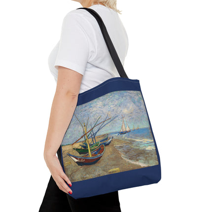 Fishing Boats on the Beach at Saintes-Maries by Vincent Van Gogh Tote Bag (AOP)