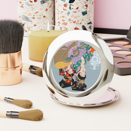 Two Geishas in Peacock Kimonos Compact Mirror – Timeless Elegance & Sisterly Grace