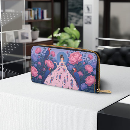 🌸🦜 The Enchanted Parrot Garden Wallet – Art Deco Floral Fantasy