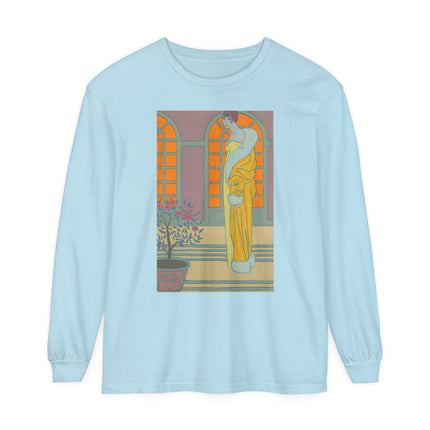 Sur Les Marches Du Jardin by Georges LePape Garment-dyed Long Sleeve T-Shirt