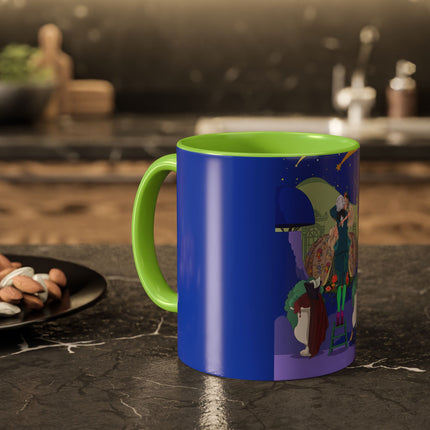 Wishes Beneath the Comet Sky Colorful Mug (11oz, 15oz) – Celestial Magic, Art Deco Elegance & Dreamy Wonder