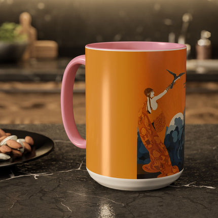 Falcon Mistress Colorful Mugs – Art Deco Majesty & Mythic Freedom