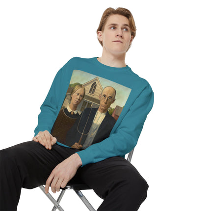 American Gothic by Grant Wood Unisex Garment-Dyed Sweatshirt