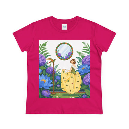 🦜🪷 The Parrot Garden Reflection Cotton Tee – Art Deco Fashion Whimsy