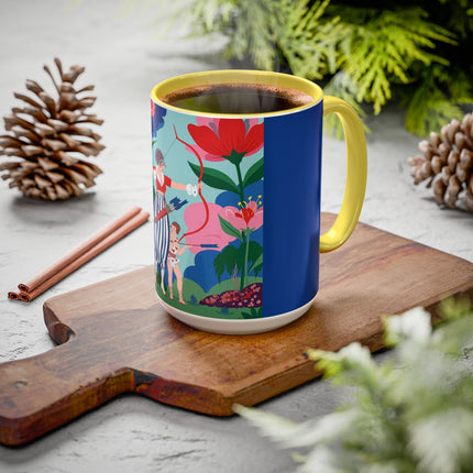 The Lady Of The Scarlet Bow Colorful Mugs – Art Deco Botanical Archer Elegance