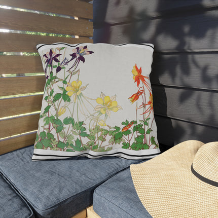 Aquilegia Flowers by Tanigami Kônan Outdoor Pillows