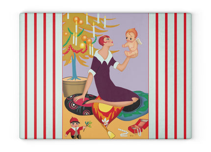 Art Deco Christmas Glass Cutting Board