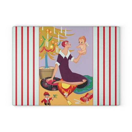 Art Deco Christmas Glass Cutting Board
