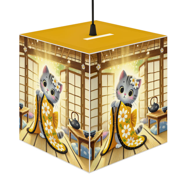 🐱🍵 Playful Kitten in the Tea Room Light Cube Lamp – Curious Charm & Cozy Whimsy