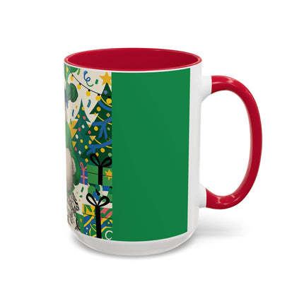 🍀🎄 The Emerald Holly Christmas Colorful Mug – Art Deco Holiday Elegance