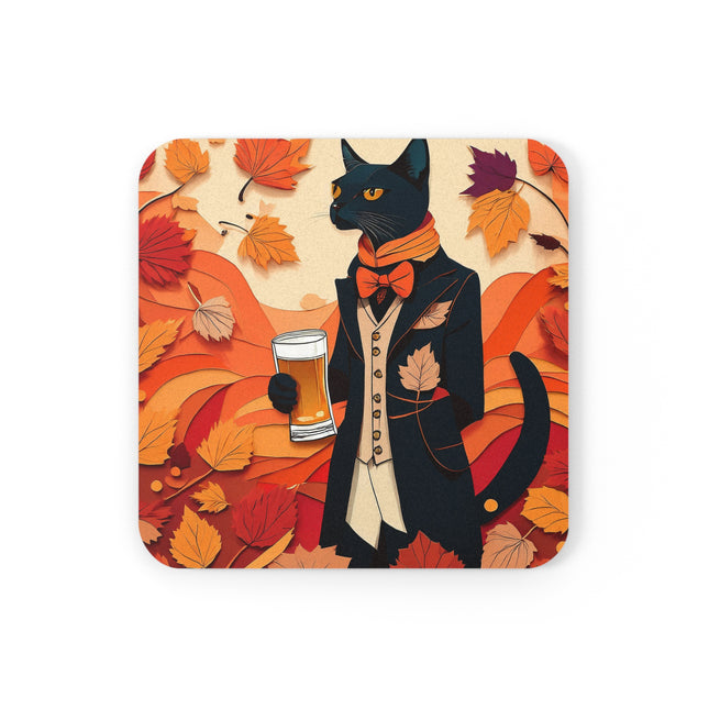 Siamese Cat at an Autumn Harvest Fair Cork Back Coaster