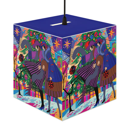 🎄✨Christmas Among The Twinkling Trees Light Cube Lamp – Art Deco Holiday Fantasy