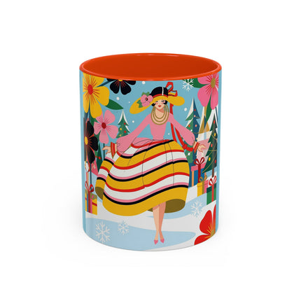 🌼🎄 The Christmas Blossom Belle Colorful Mug – Colorful Art Deco Holiday Fantasy
