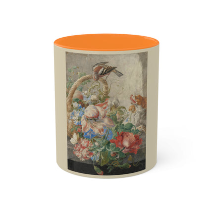 A Basket with Flowers by Herman Henstenburgh Colorful Mugs, 11oz