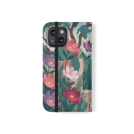 🌺🎭 The Garden Courtship Flip Case – Art Deco Floral Romance