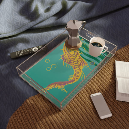 Golden Serenity Acrylic Serving Tray