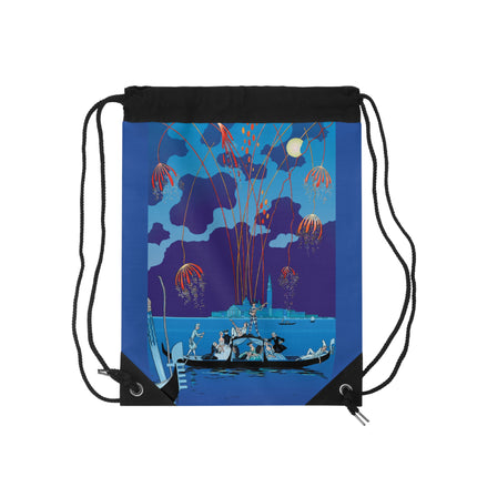 Fireworks in Venice by George Barbier Drawstring Bag
