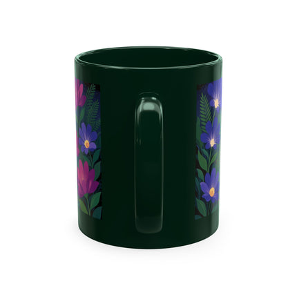 🌙🌺 The Lady Of The Midnight Flower Garden Ceramic Mug – Art Deco Floral Elegance
