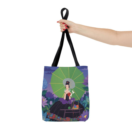 🧶🌸 The Lady Of The Enchanted Knitting Garden Tote Bag – Art Deco Floral Fantasy