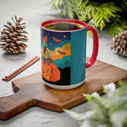 🌙🎃 The Witch Of Crescent Moon Pumpkin Colorful Mug – Colorful Halloween Charm
