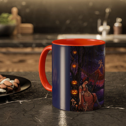 🌙🎃 Moonlit Mischief In The Pumpkin Grove Colorful Mug – Whimsical Halloween Fantasy