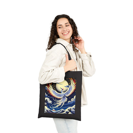 Majestic White Crane Cotton Canvas Tote Bag