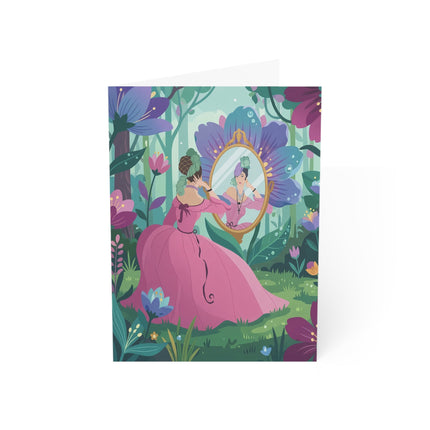 🪞🌸 The Enchanted Garden Mirror Greeting Card – Romantic Floral Fantasy
