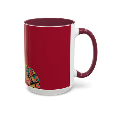 Butterfly Empress of the Crimson Pavilion Colorful Mug (11oz, 15oz) – Art Deco Beauty, Butterfly Elegance & Ornamental Style
