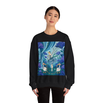 🪶🌺 The Pelican Garden Dance Crewneck Sweatshirt – Art Deco Botanical Whimsy