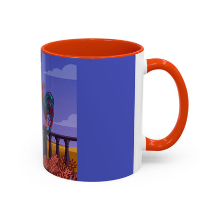 The Dawn Serenade Colorful Mug (11oz, 15oz) – Rooster Beauty, Morning Charm & Art Deco Elegance