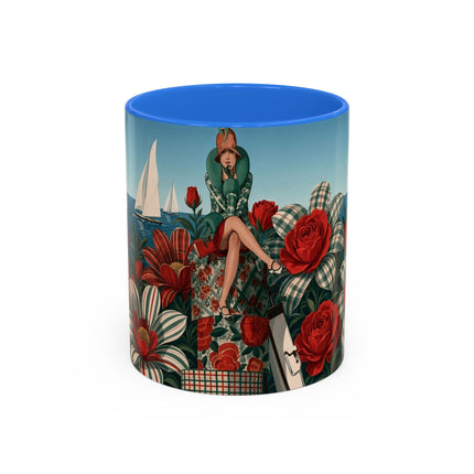 ⛵🌹 The Seaside Rose Traveler Colorful Mug – Art Deco Floral Elegance