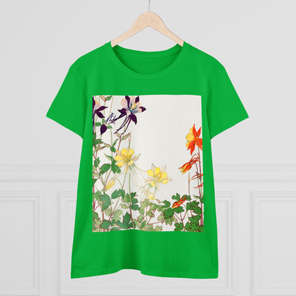 Aquilegia Flowers by Tanigami Kônan Women's Midweight Cotton Tee
