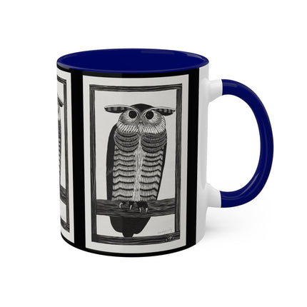 Horned Owl by Samuel Jessurun de Mesquita Colorful Mugs, 11oz